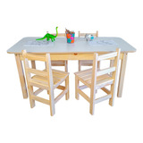 Conjunto Mesa Com 4 Cadeiras Madeira Maciça Infantil Escolar