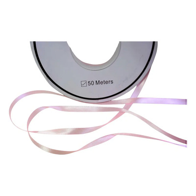 Listón Satinado Doble Cara 7 Mm De Nacho 50 Metros Color Rosa Pastel Liso