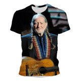 Camiseta Neutra Impresa En 3d De Willie Nelson