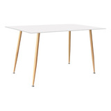 Mesa De Comedor Iriarte Tapa Madera Laqueada Blanca 140x90cm