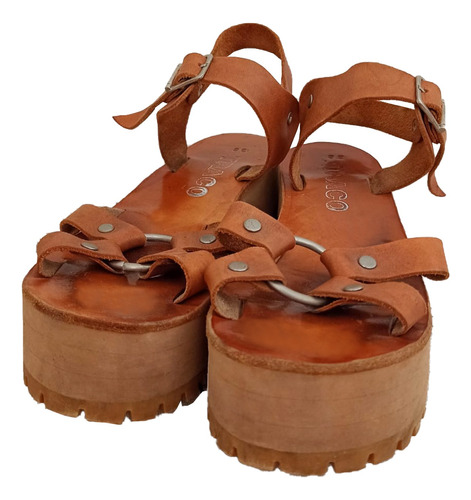 Sandalia Plataforma - Cuero Herrajes - Zapato Artesanal
