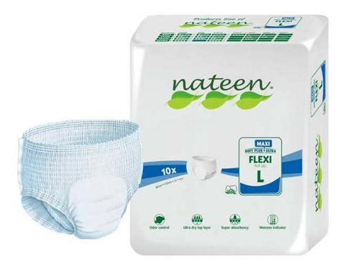 Calzón Pañal Nateen Flexi Talla L (pack4x10uni) Talle Grande