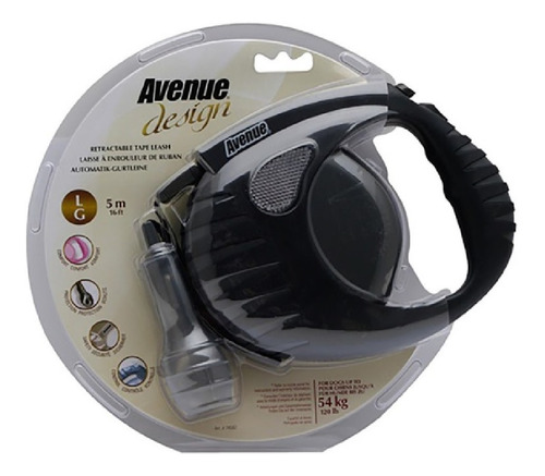 Correa Para Perros Retractil Avenue Negro L