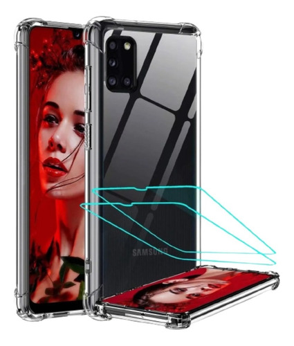 Funda Tpu Antigolpes Transparente Para Samsung  + Vidrio