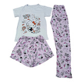 Pijama Kitty 40 Aniversario 3 P Blusa M Corta Short Pantalón