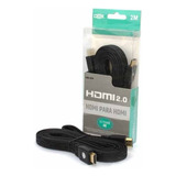 Cabo Hdmi Gold 2m Versão 2.0 4k 3d Flat (malha/tipo Fita)