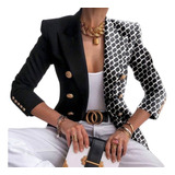 Blazer De Manga Larga Con Botones Irregulares For Mujer