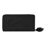 Billetera Larga Las Oreiro Simple Pu Grabado Moda Calidad Color Negro 21535