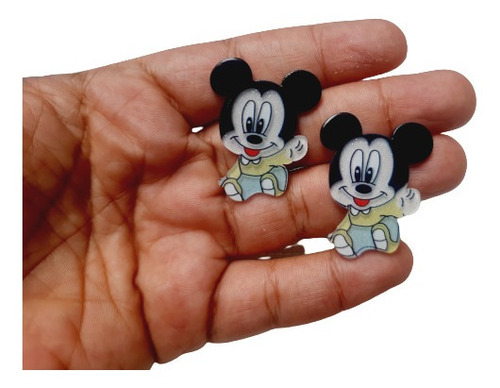 Aplique Mickey Em Acrílico Com 10 Unidades Para Artesanatos 