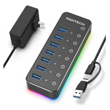 Rsh-518r - Hub Usb 3.0/usb C Con Tira Led Rgb De 14 Modos, I