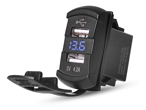 Cargador Usb Dual Y Voltimetro  Utv, Moto, Auto, 4x4, Embarc