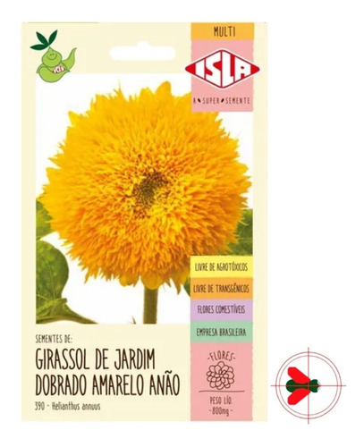 Sementes De Girassol Jardim Dobrado Amarelo Anão