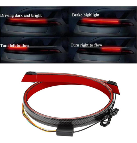 Tira De Luces Led Carbono De Freno Para Coche Alerones Roja Foto 3