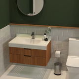 Gabinete Banheiro Bergan Maya 80cm Com Tampo Vidro Moldado