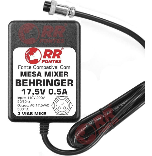 Fonte Ac 17,5v 0.5a Para Mixer Behringer Eurorack Mx1604a
