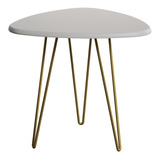 Mesa Clips Dourado Tampo Retangular 53cm Decorativa