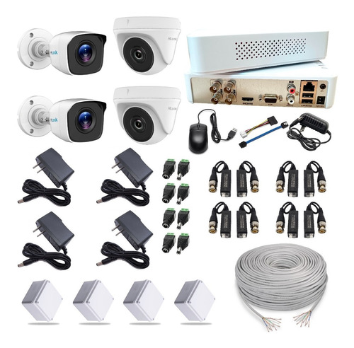 Kit Hikvision Hilook Dvr 1080 4ch + 4 Cámaras Seguridad