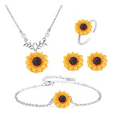 Juego De 5 Joyas De Girasol Para   Aretes Colgantes De