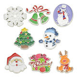 Broche Navideño Esmaltado De 8 Piezas Para Broche Navideño