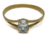 Anillo Solitario Cintillo Con Cristal Oro 18k T:14 