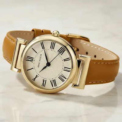 Reloj de Vestir Anne Klein para Mujer AK\u002F2246CRHY Análogo Cuarzo Japonés 28 mm Cristal Mineral Abovedado Números Romanos Pista de Minutos Resistente al Agua 30 m Correa de Piel Ajustable Hebilla | Envío gratis