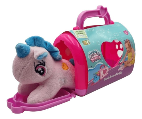 Unicornio De Peluche En Maletin Valija Transportadora