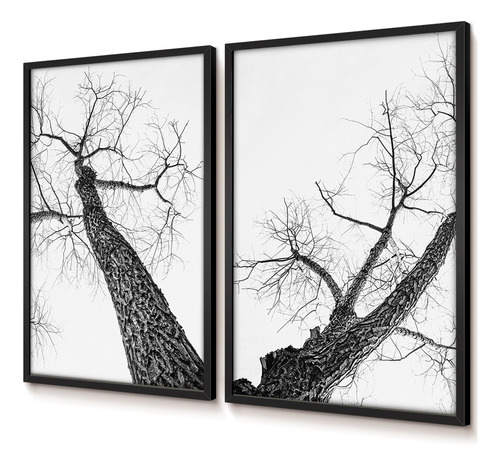 Quadro Decorativo Vidro 60x90 Árvores Secas Pretas Duo Salas