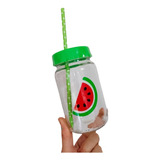 46 Frascos Vasos Sandia Frutas Tropical Con Tapa Y Sorbete