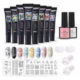 Estampación 8pcs Kit De Gel 8ml Arte Del Clavo Estampa...