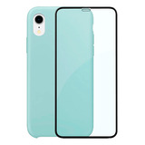 Capinha Silicone Aveludada Compatível iPhone XR + Película3d Cor Azul Céu