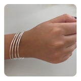 Conjunto 4 Braceletes Kit Pulseiras Algema Argola Prata 925k