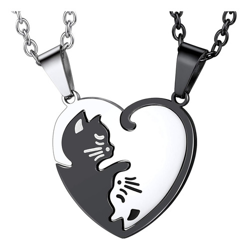 Collares Con Forma De Corazón Y Gato Para Pareja  Juego De 2