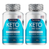 Keto 360 Slim | 2 Frascos | Formula Bhb 100% Puro | 120 Caps