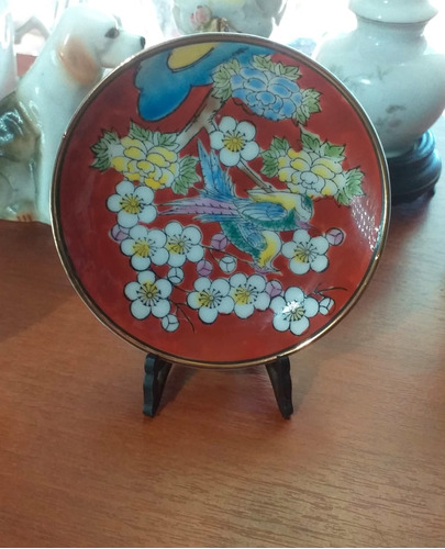 Antiguo Platillo De Porcelana Decorado Pájaros Made In Japan
