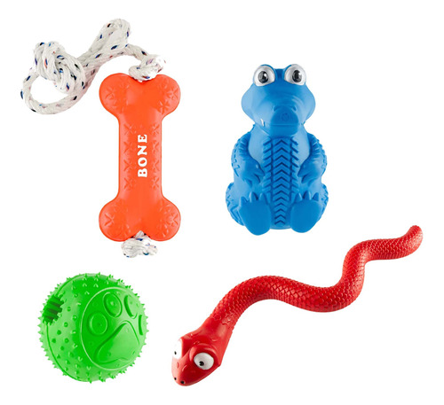 Combo 4 Juguetes Perros Grandes, Pelotas, Dispensador, Hueso