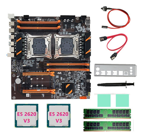 Placa Base X99 De Doble Cpu, 2 Cpu Xe5 2620 V3 Y 2 Ram Ddr4