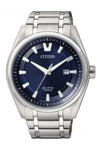 Reloj Citizen Titanium Analog Aw124057l Hombre Color De La Malla Plateado Color Del Bisel Plateado Color Del Fondo Azul