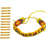 X12 Pulseras Colombia Mostacilla Tricolor Souvenir Artesanal