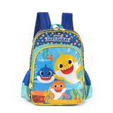 Mochila Costas Infantil Escolar Tubarão Boneco Baby Shark G Cor Azul Desenho Do Tecido Boneco Família Tubarão