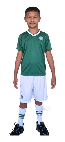Uniforme Palmeiras Infantil Verde Kit Dry 3 Pçs Oficial