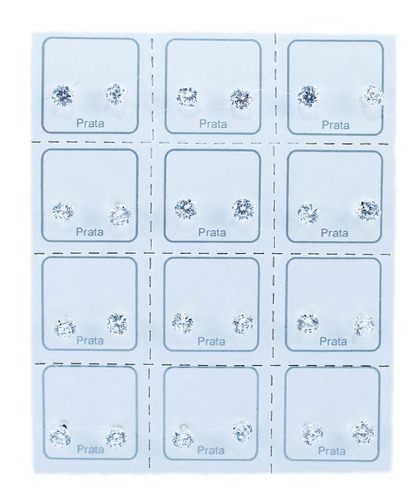 Atacado 12 Pares De Brincos Em Prata Com Zircônias 4mm