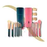 Set De Brochas X7 Tubo D/cuero Maquillaje Profesional Makeup