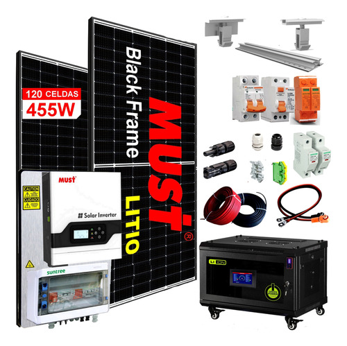 Kit Panel Solar Sharp  4500watt Dia Bateria Litio 3.8kw I8l