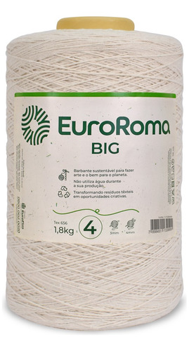 Barbante Cru 1,8kg Big Cone Euroroma, Escolha N.º4,6,8,10
