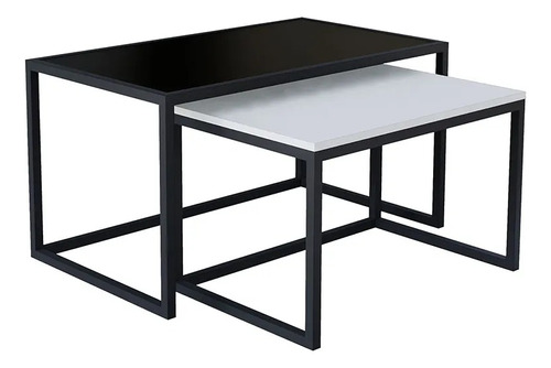 Mesa De Centro Retangular Industrial 65cm Duo 60cm Kit 2