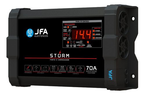 Fonte Automotiva Jfa Storm 70a Bivolt Com Medidor Cca E Sci