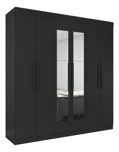 Guarda-roupa Casal Easy Slim 6 Portas Preto Fosco