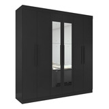 Guarda-roupa Casal Easy Slim 6 Portas Preto Fosco