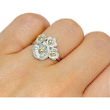 Anillo Pared De Flores Plata Y Oro Ideal Mujer Mamá Ao 207