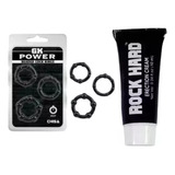 Lubricante Rockhard 10ml & 3anillos Retardante Gkpower Negro